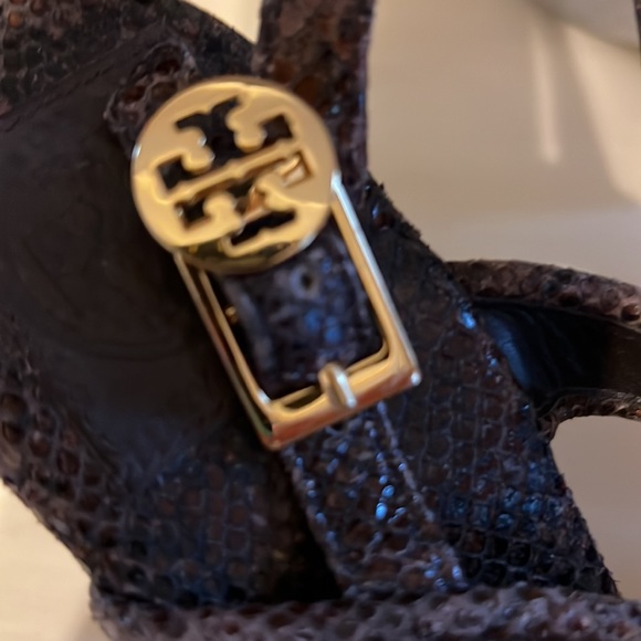 TORY BURCH SNAKESKIN CHUNKY HEELS SZ 8.5M - Picture 3 of 13